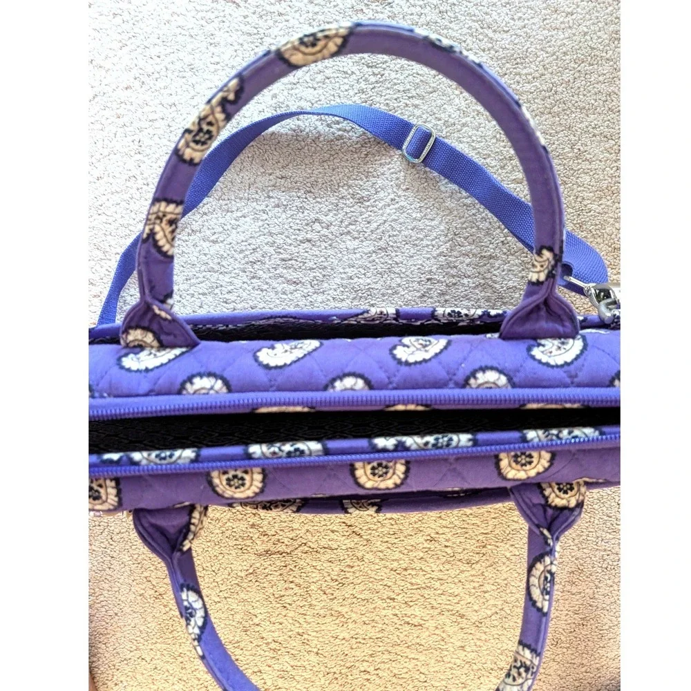 Vera Bradley Quilted Purple Paisley Laptop Messenger Crossbody Bag